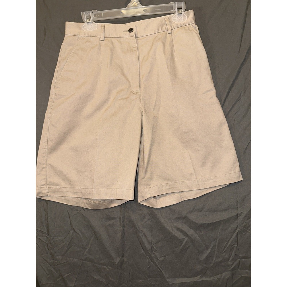 Vintage L.L. Bean Women's Khaki Pleated Shorts Sz 12 Golf Casual